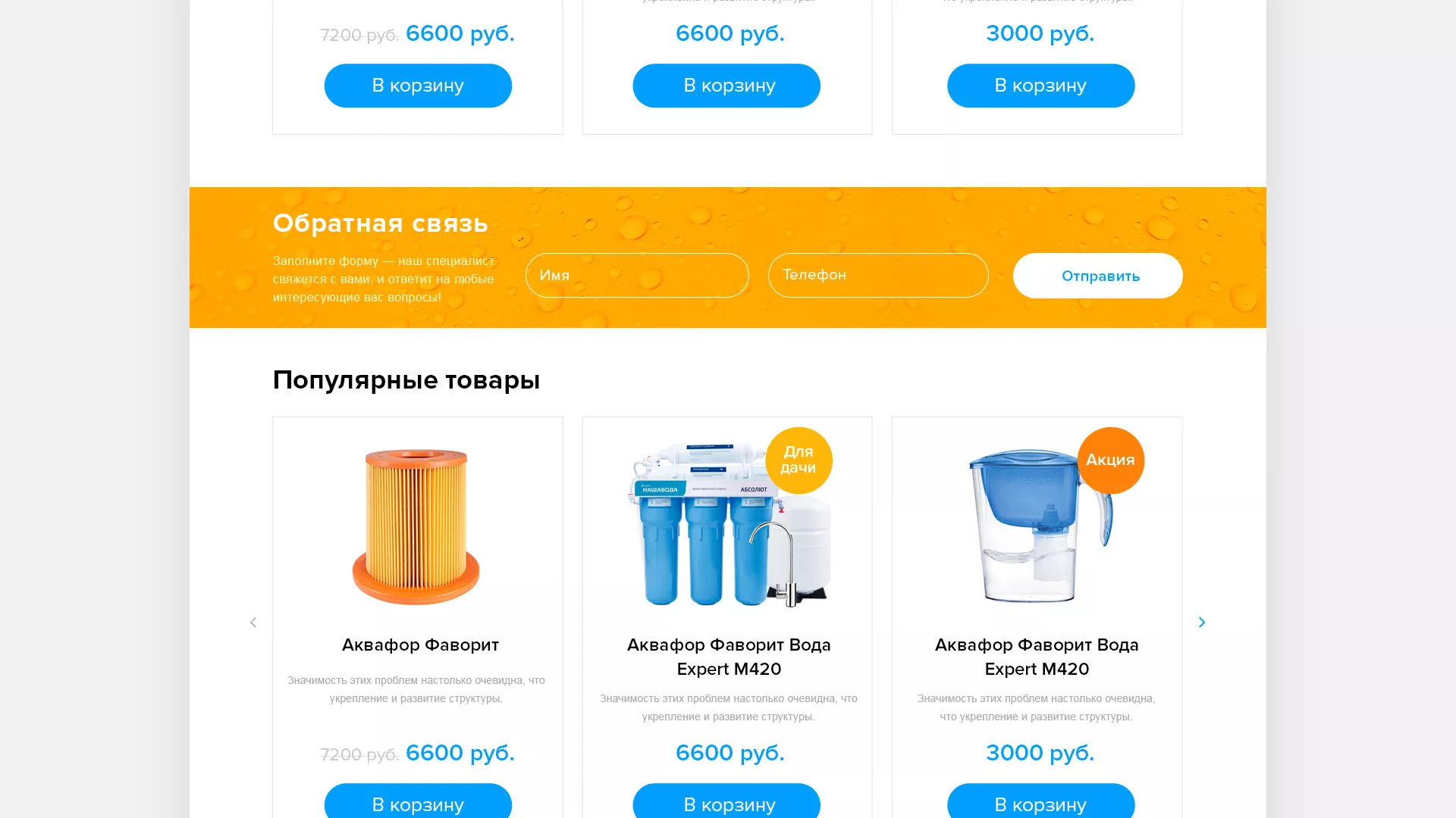 Создание интернет-магазина «Водолей» по продаже фильтров очистных сооружений в Новосибирске