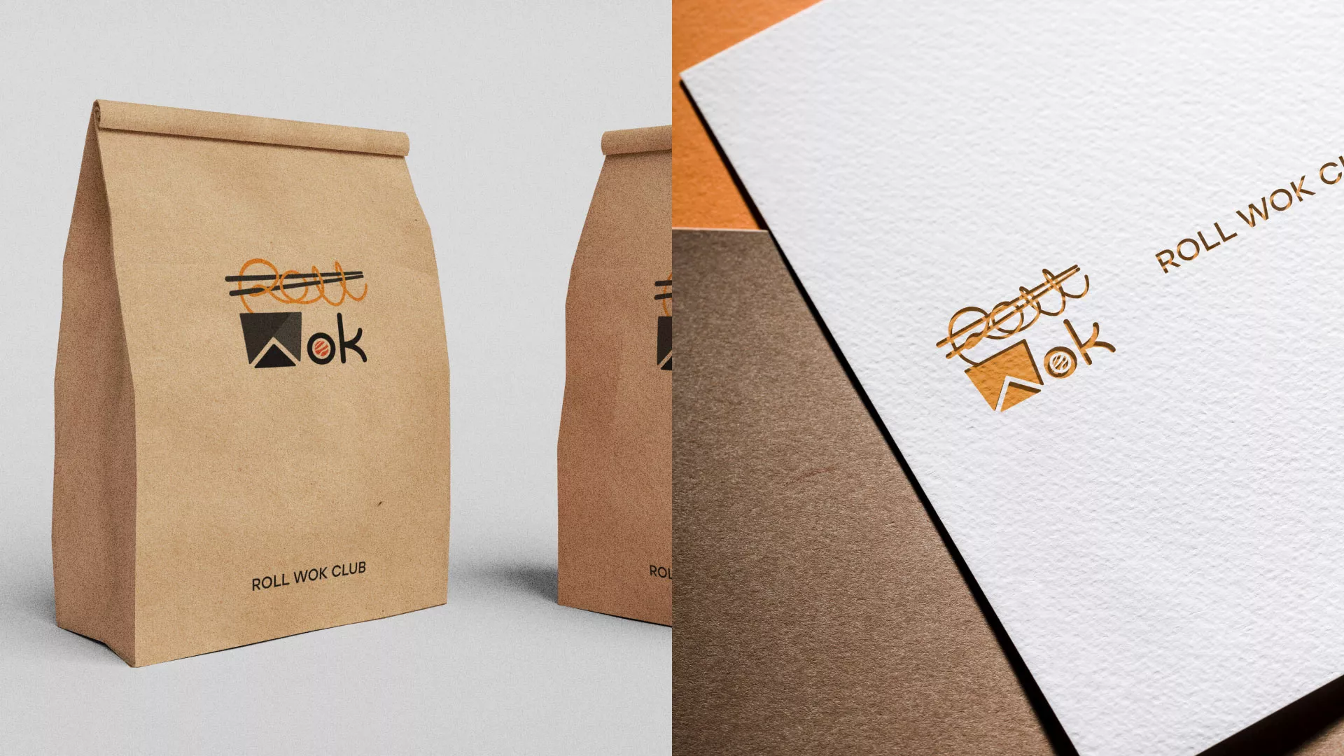 Разработка логотипа суши-бара «Roll Wok Club» в Новосибирске