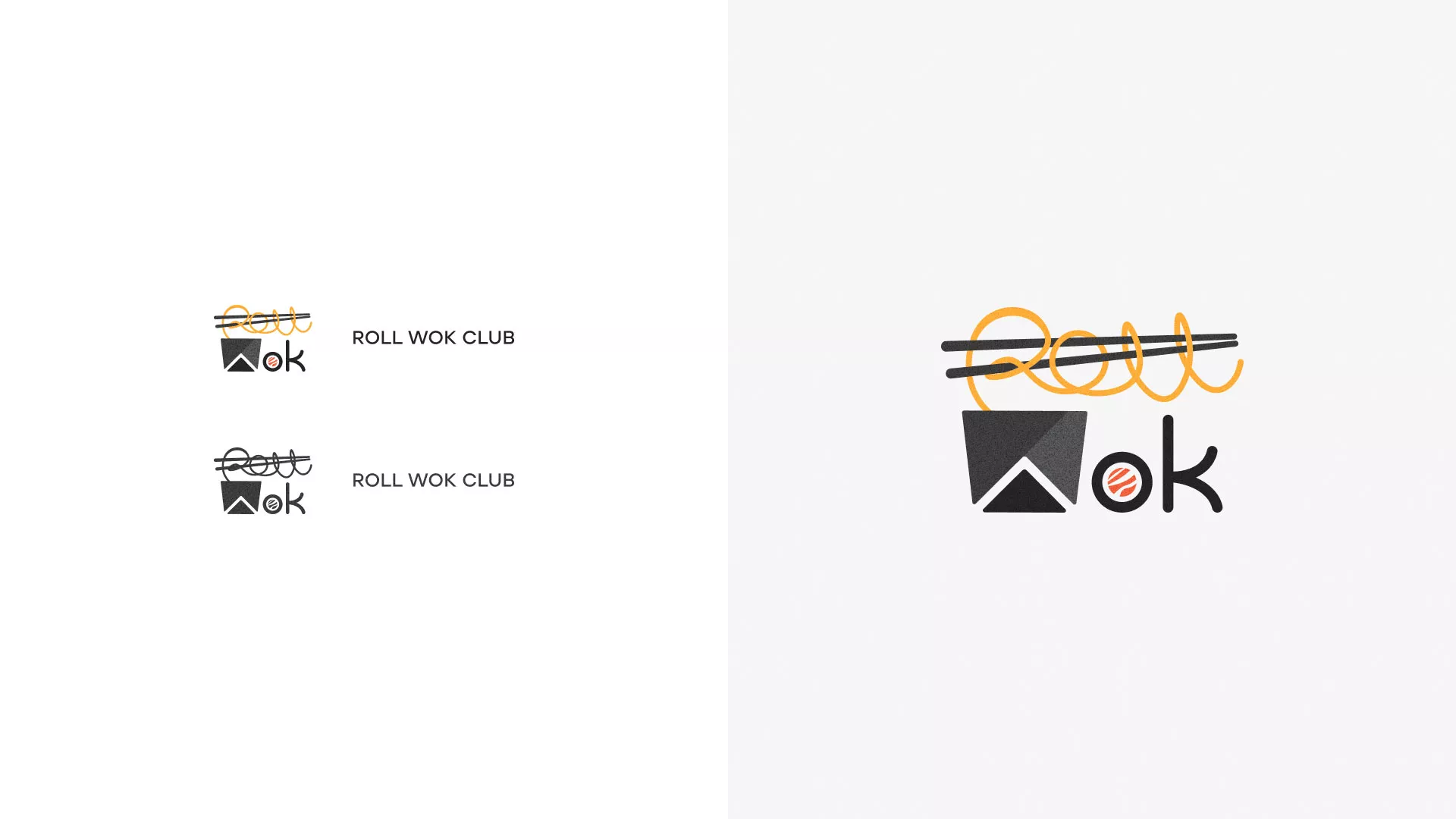 Разработка логотипа суши-бара «Roll Wok Club» в Новосибирске