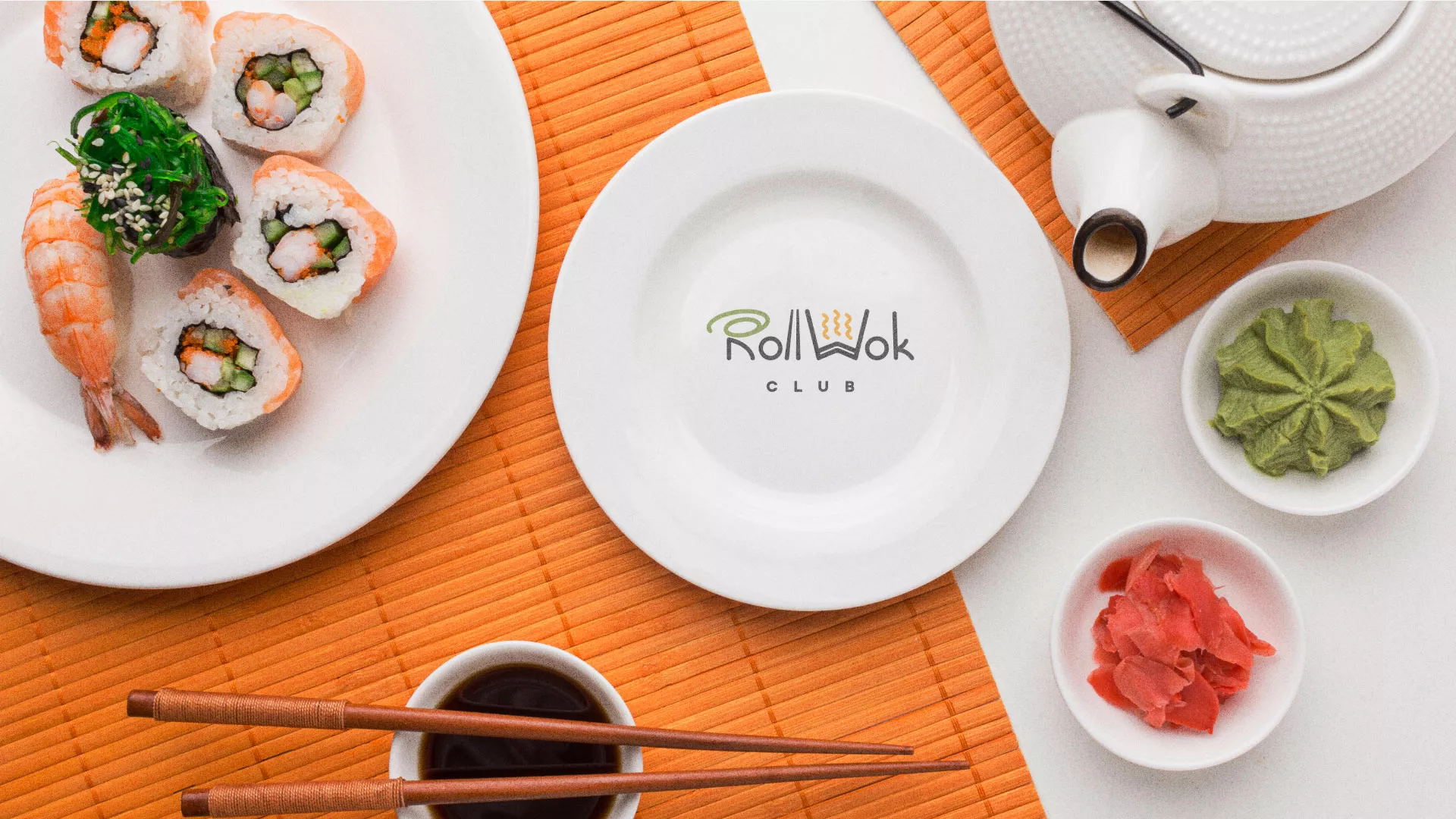 Разработка логотипа и фирменного стиля суши-бара «Roll Wok Club» в Новосибирске