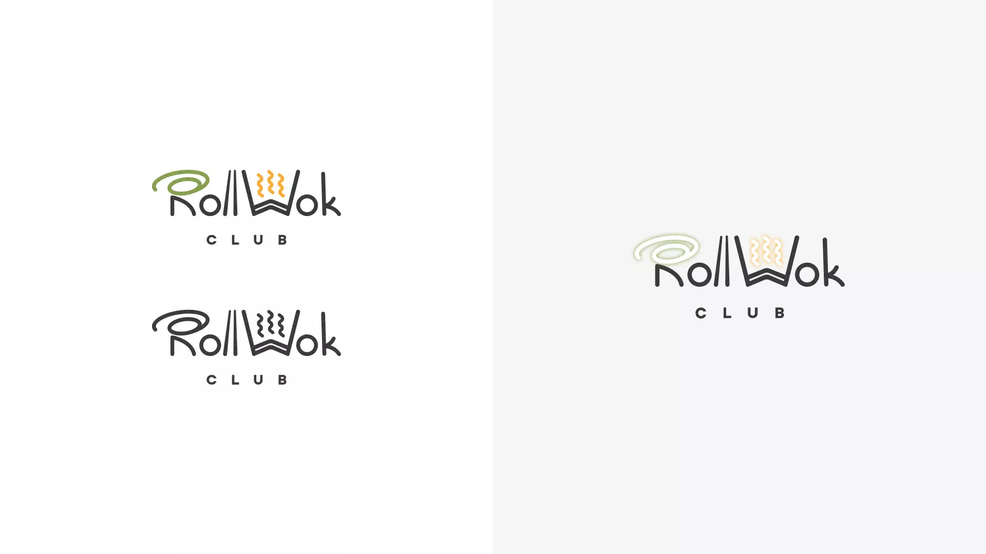 Разработка логотипа и фирменного стиля суши-бара «Roll Wok Club» в Новосибирске