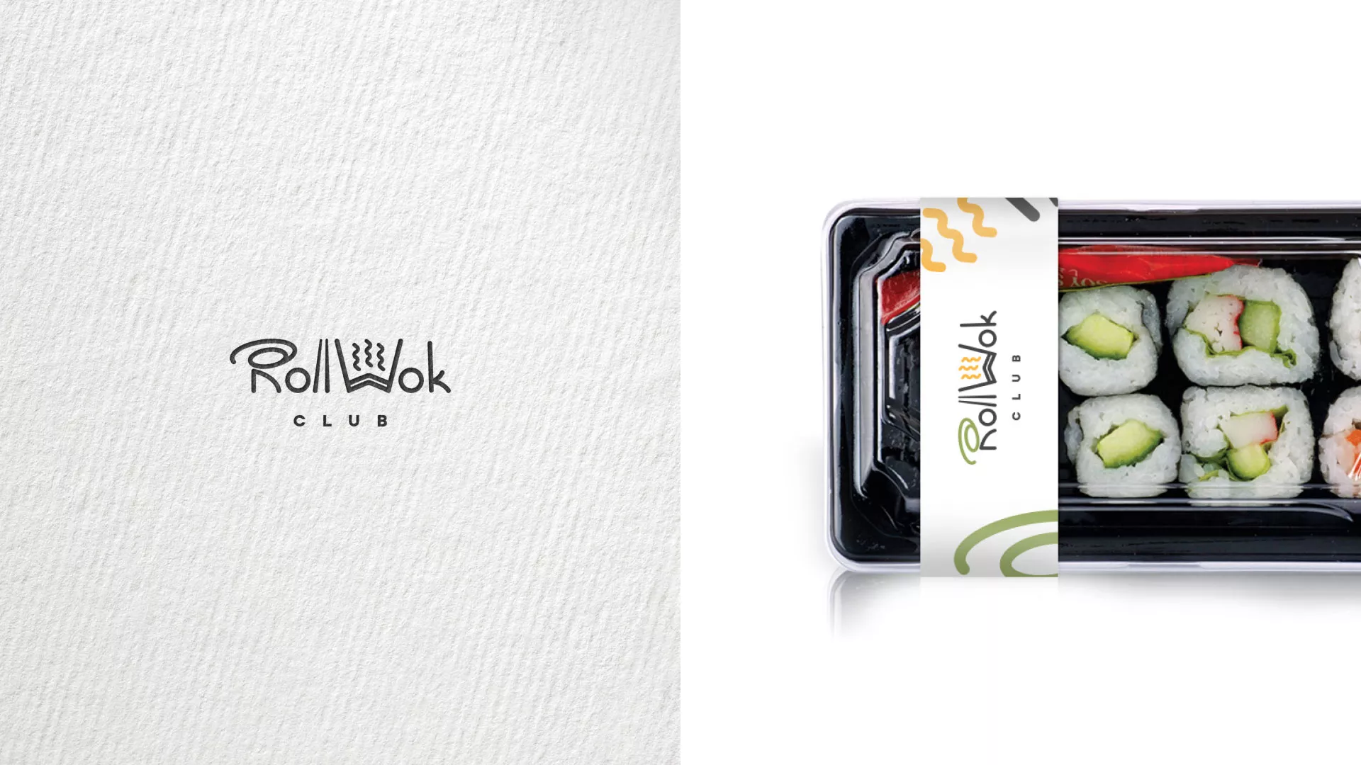 Разработка наклеек для суши-бара «Roll Wok Club» в Новосибирске